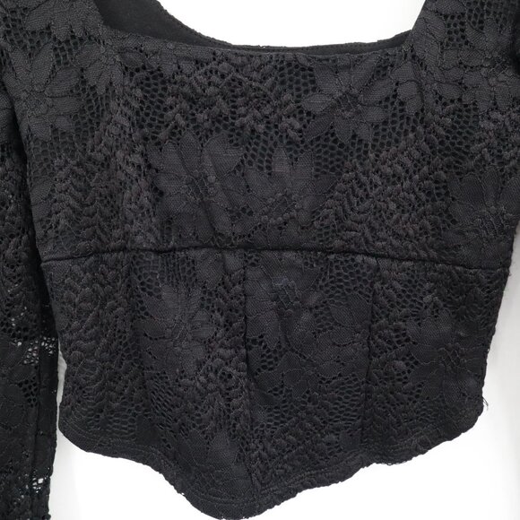 Altar'd State Boho Top Women XS Black Witchy Gypsy Whimsigoth Milkmaid Romantic - Picture 7 of 16